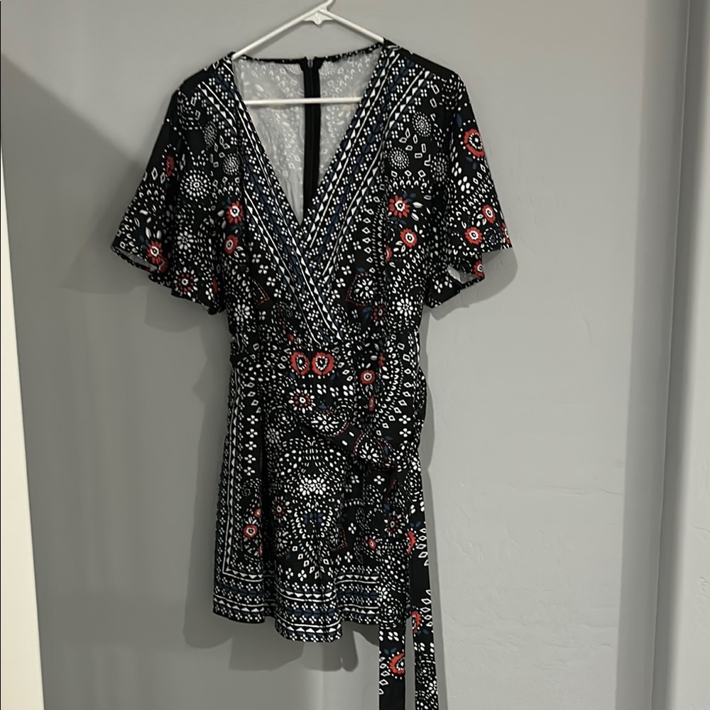 Floral Black and White Jumpsuit